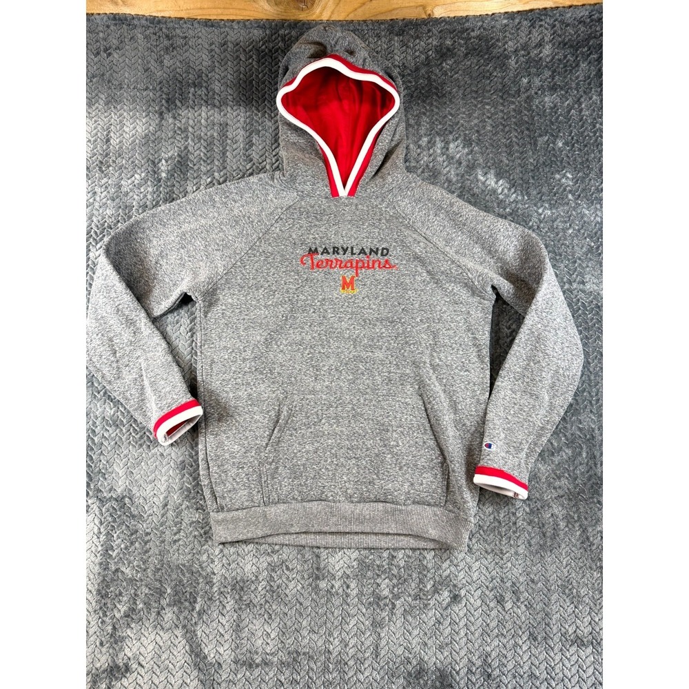 Maryland Terrapins Hoodie Mens Medium Gray Champion Basketball Team NCAA Graphic